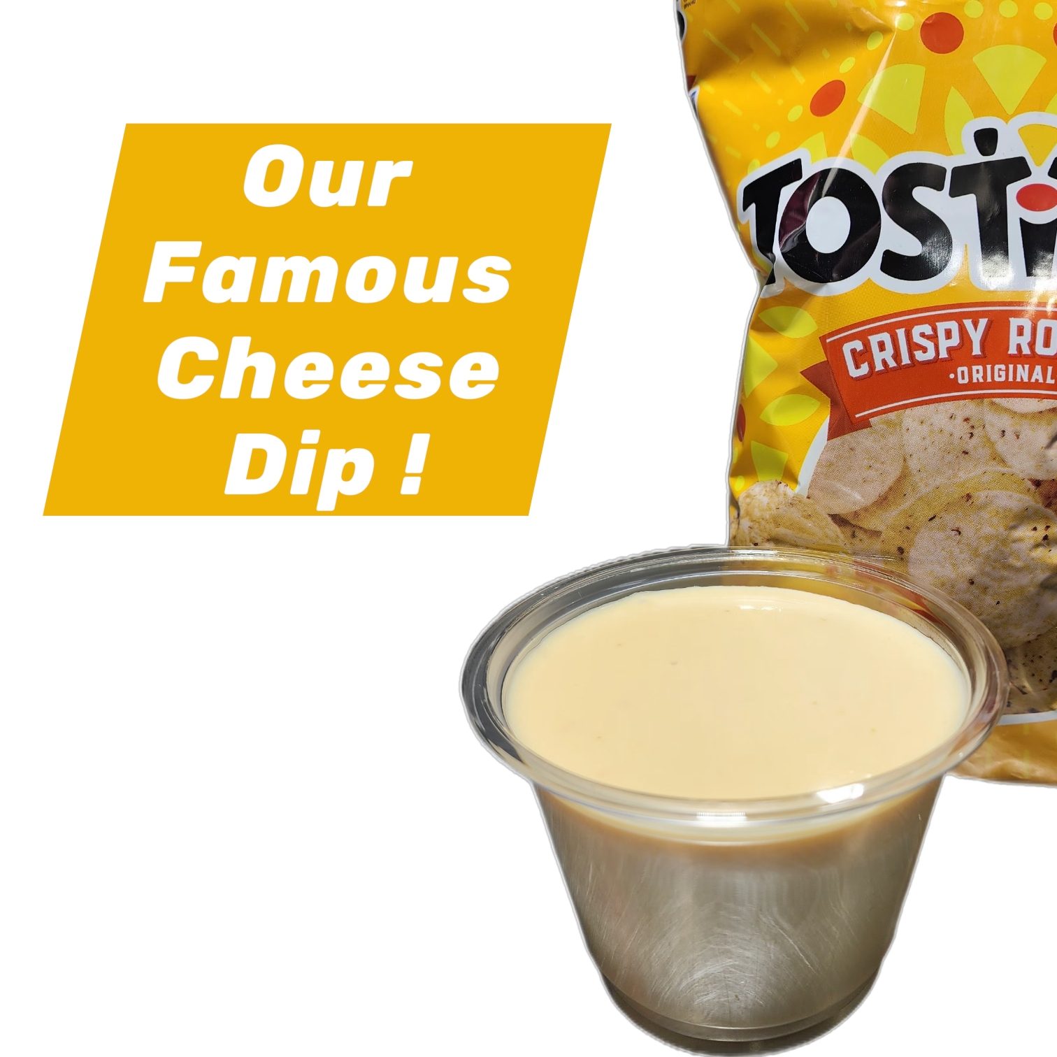 Chips with Our Famous Cheese Dip.
